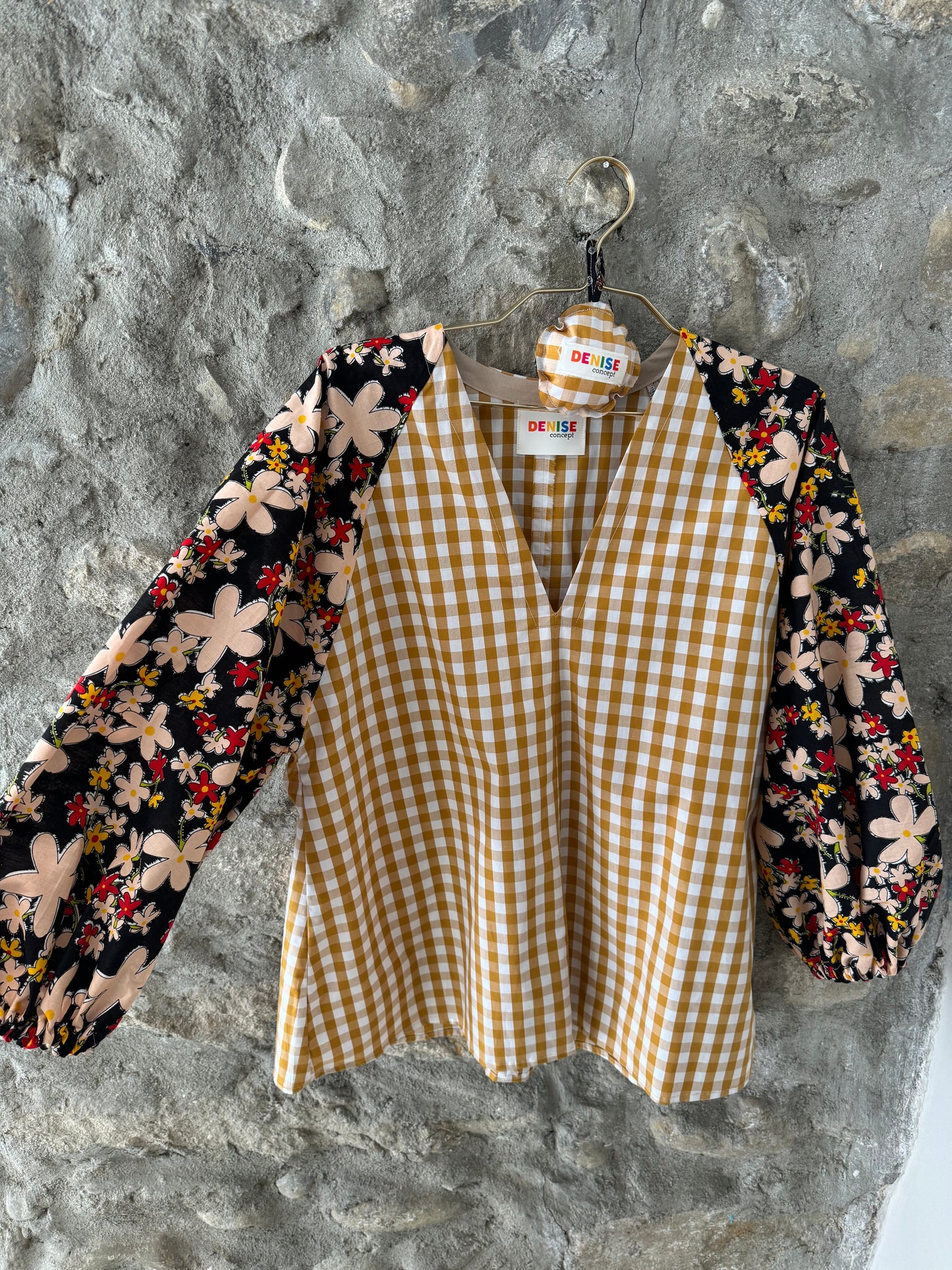 A Chemisier Marion « Flowers et Vichy jaune »