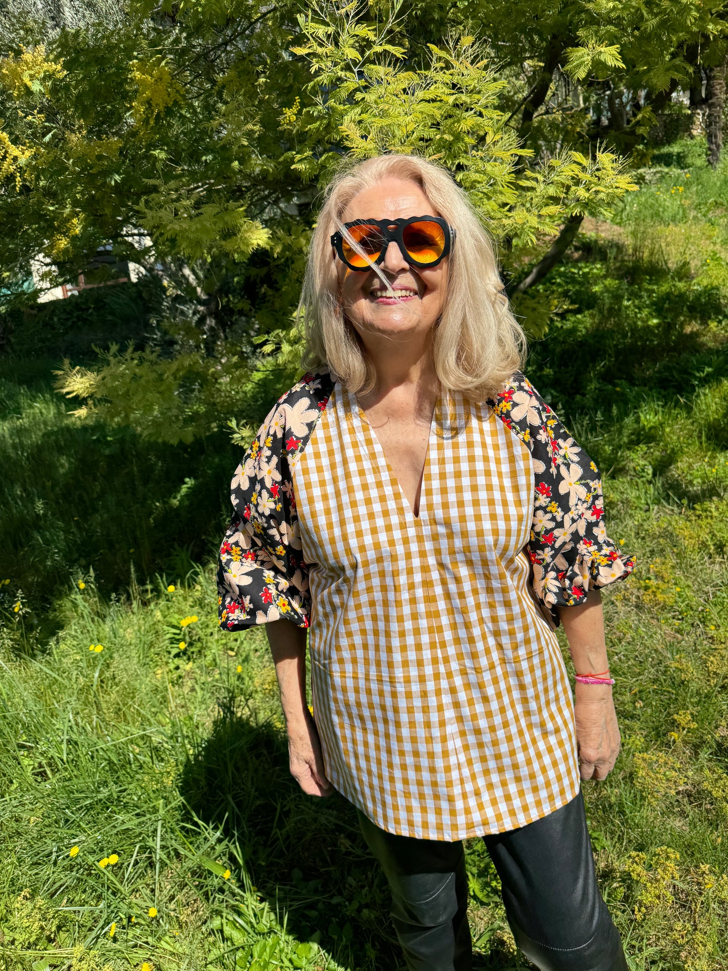 A Chemisier Marion « Flowers et Vichy jaune »