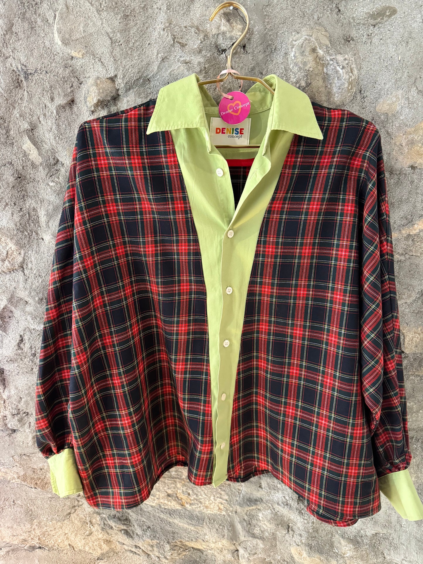 1 Chemise en tartan et col vert