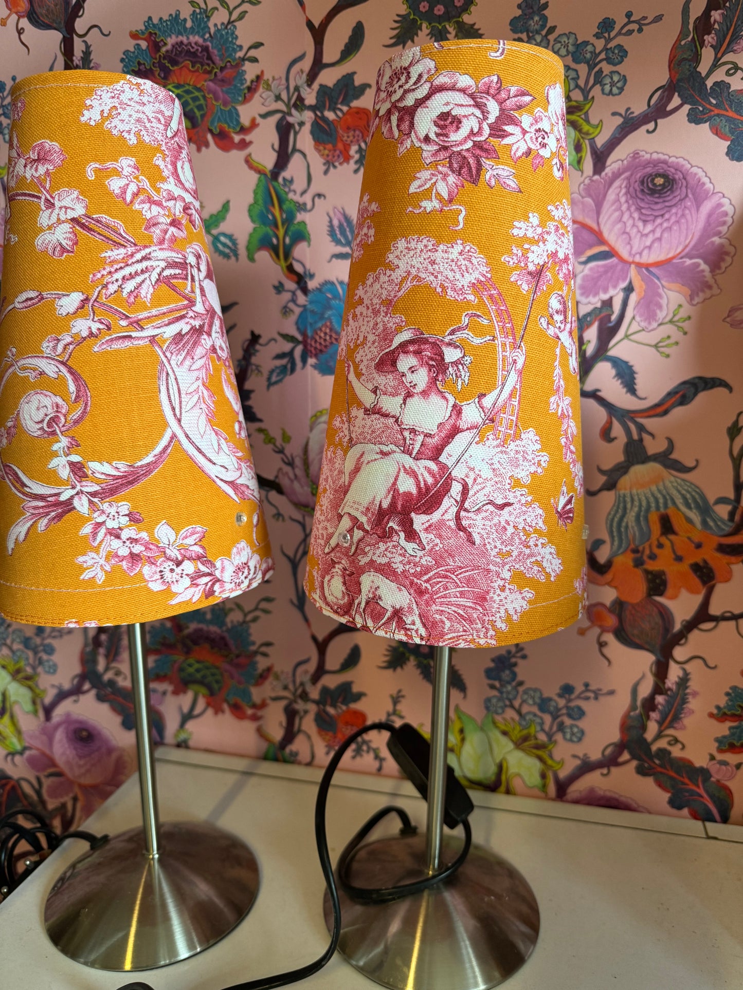 Lampes de chevet toile de Jouy